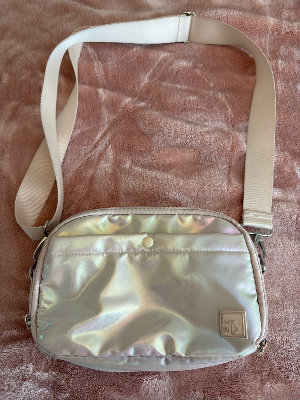 iHKWIP Iridescent Pearl Crossbody Bag Convertible Belt Bag